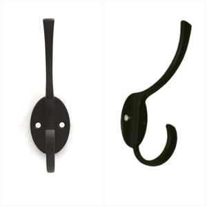 NEW Flat Black Finish Contemporary Coat Hooks Set of 4